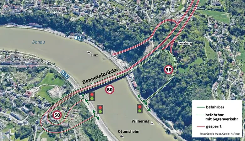 Donautalbrücke; Westring neu, Quelle: GoogleMaps, Asfinag